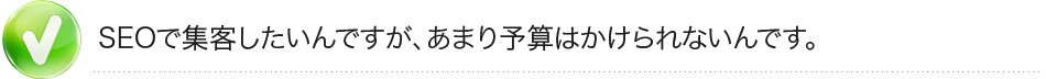 SEOで集客したいんですが、あまり予算はかけられないんです。