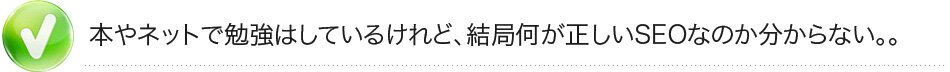 本やネットで勉強はしているけれど、結局何が正しいSEOなのか分からない。。